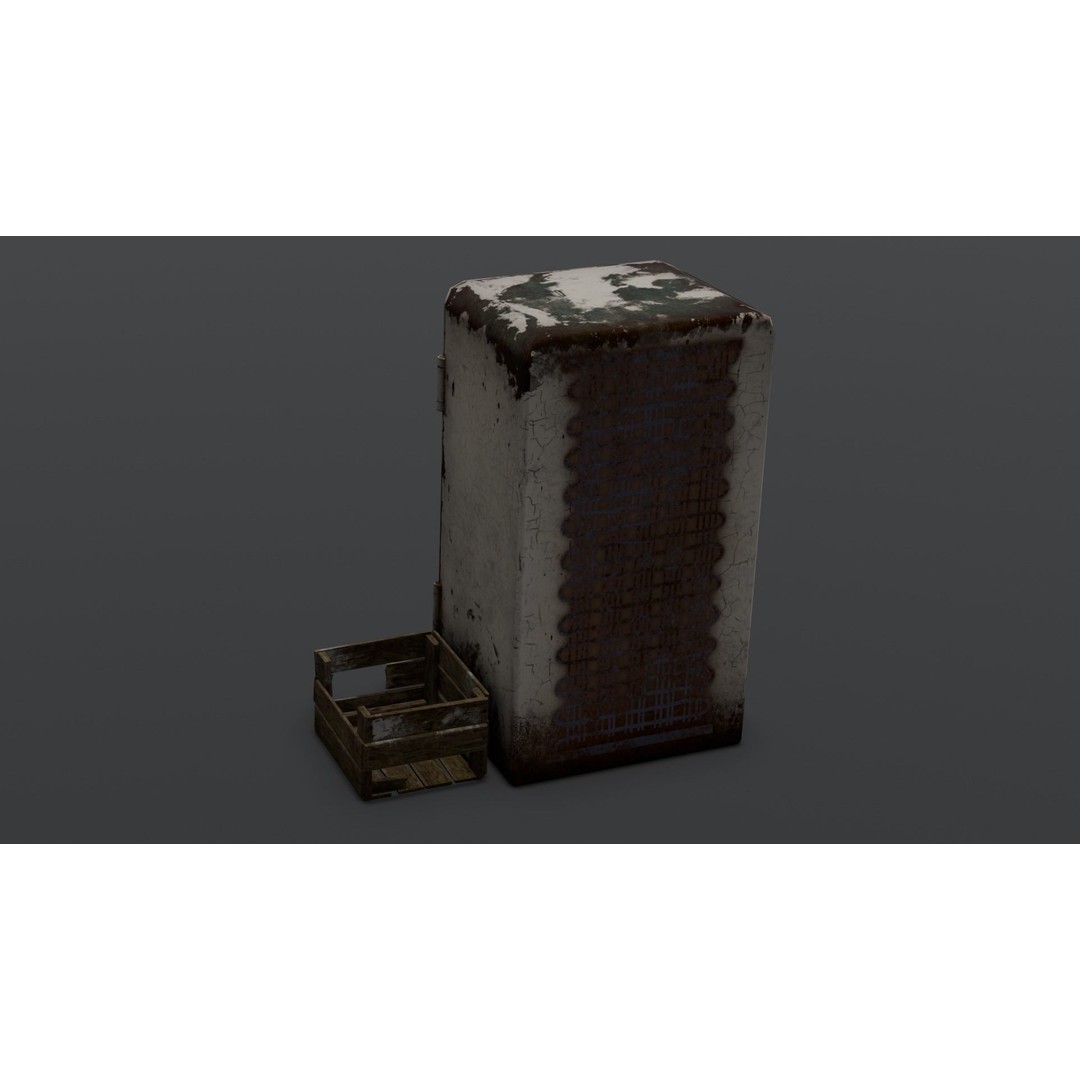 Rusted Fridge 3D Model – Low Poly PBR Asset for Games, FBX - View 15
