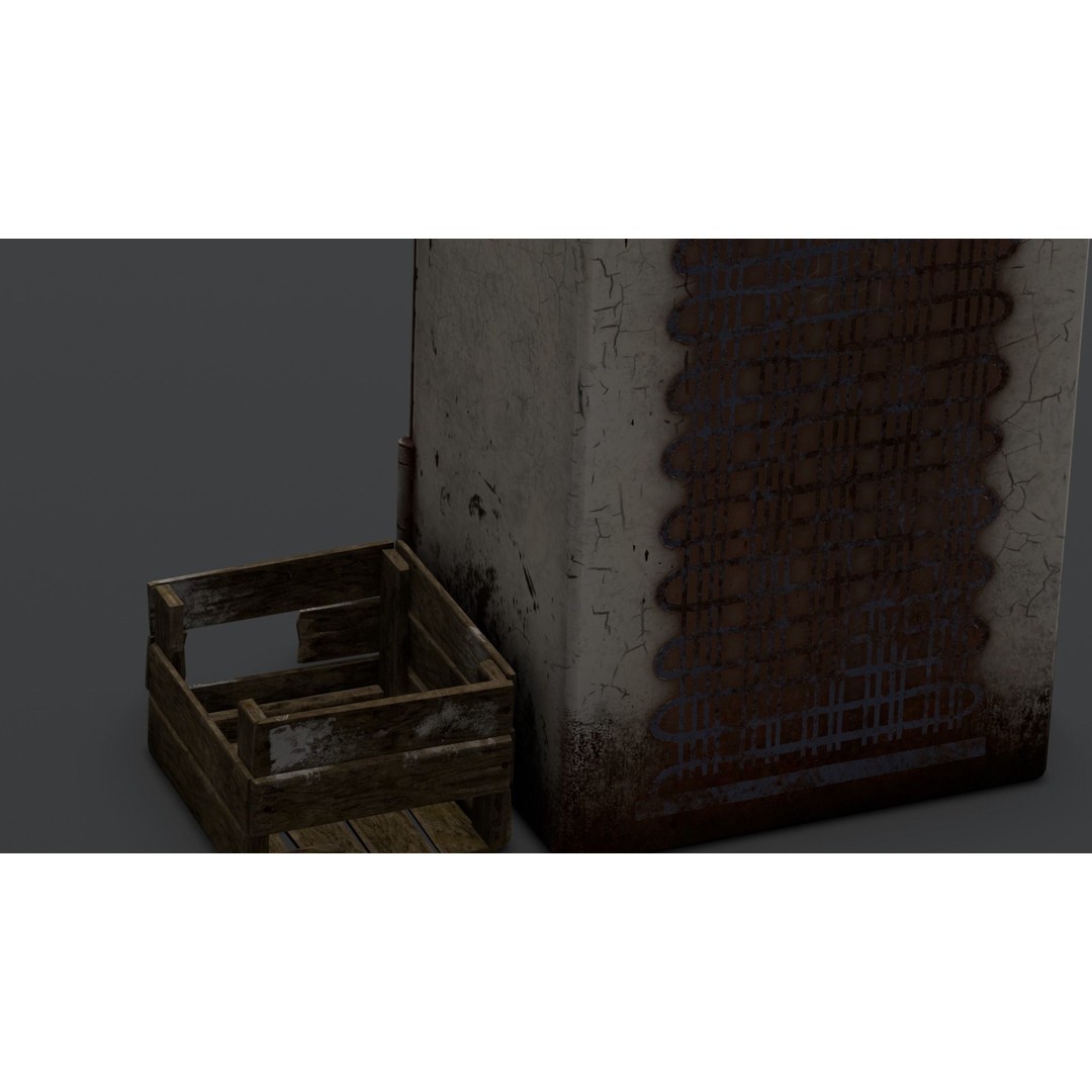 Rusted Fridge 3D Model – Low Poly PBR Asset for Games, FBX - View 16