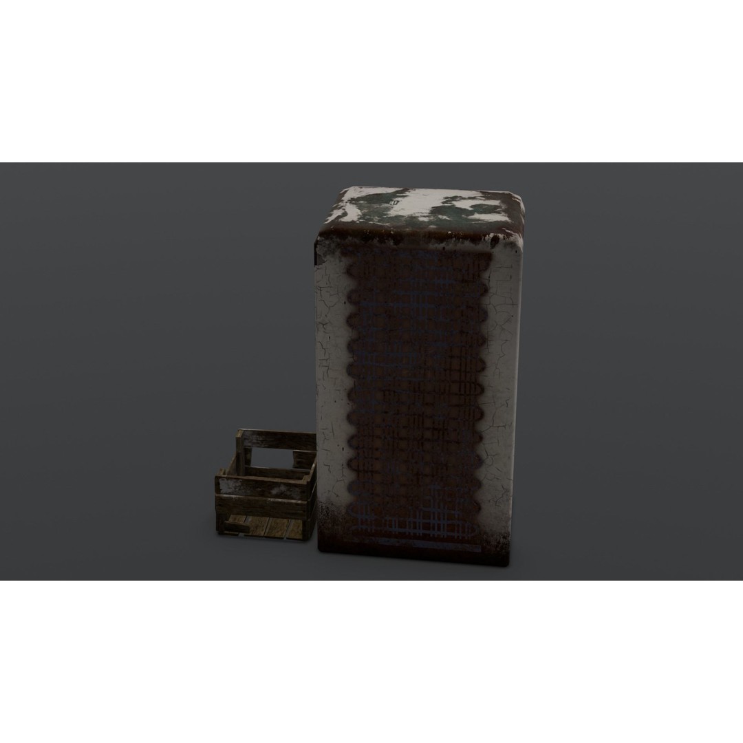 Rusted Fridge 3D Model – Low Poly PBR Asset for Games, FBX - View 17