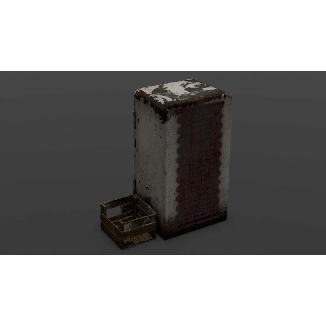 Rusted Fridge 3D Model – Low Poly PBR Asset for Games, FBX - View 18