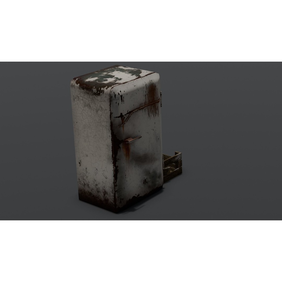 Rusted Fridge 3D Model – Low Poly PBR Asset for Games, FBX - View 19