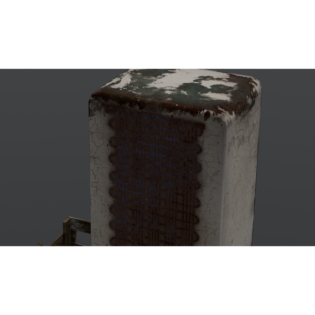 Rusted Fridge 3D Model – Low Poly PBR Asset for Games, FBX - View 3