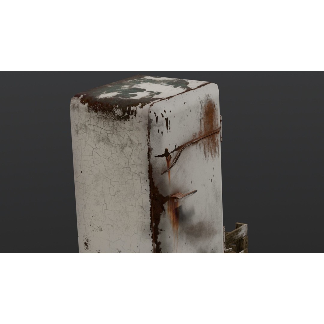 Rusted Fridge 3D Model – Low Poly PBR Asset for Games, FBX - View 5