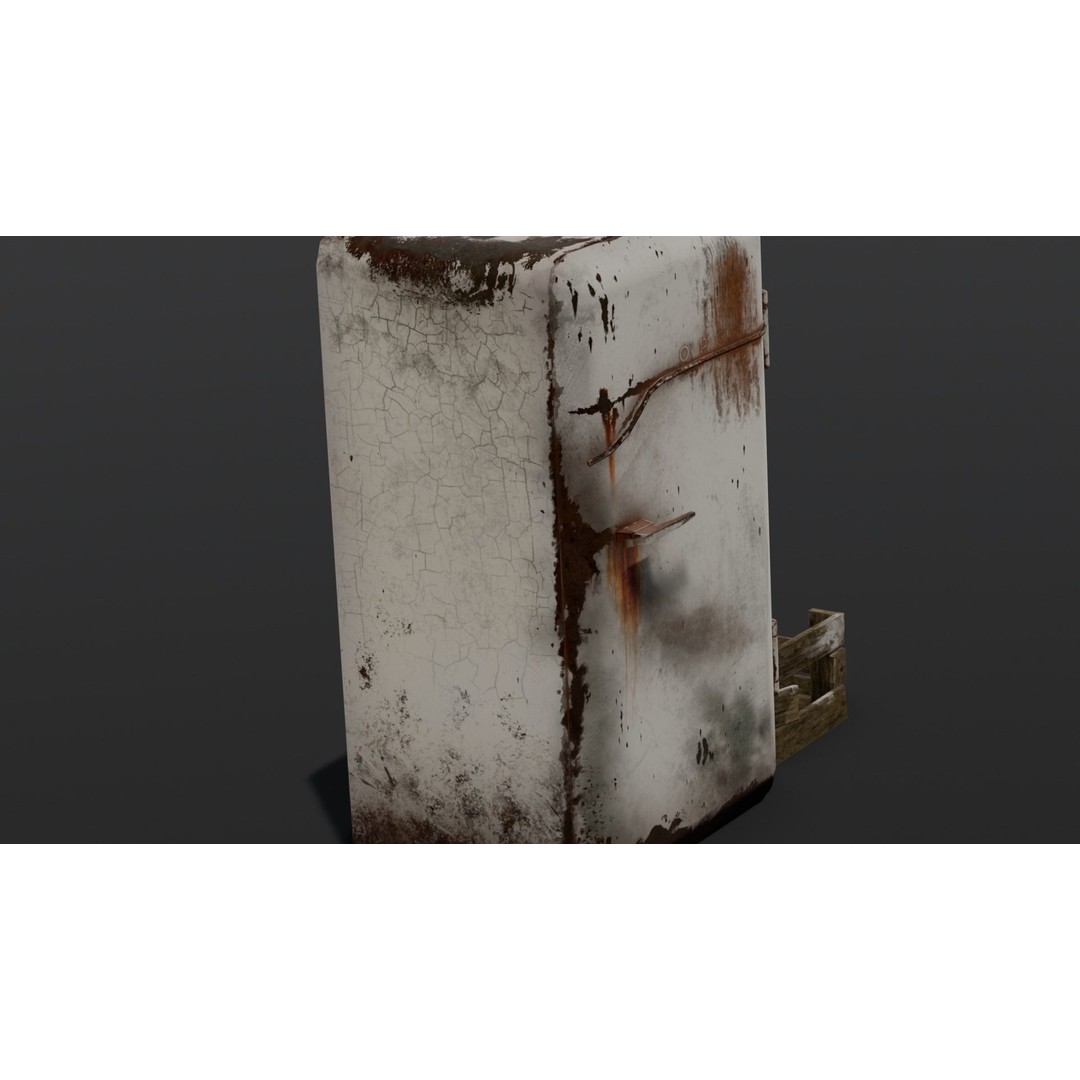 Rusted Fridge 3D Model – Low Poly PBR Asset for Games, FBX - View 6