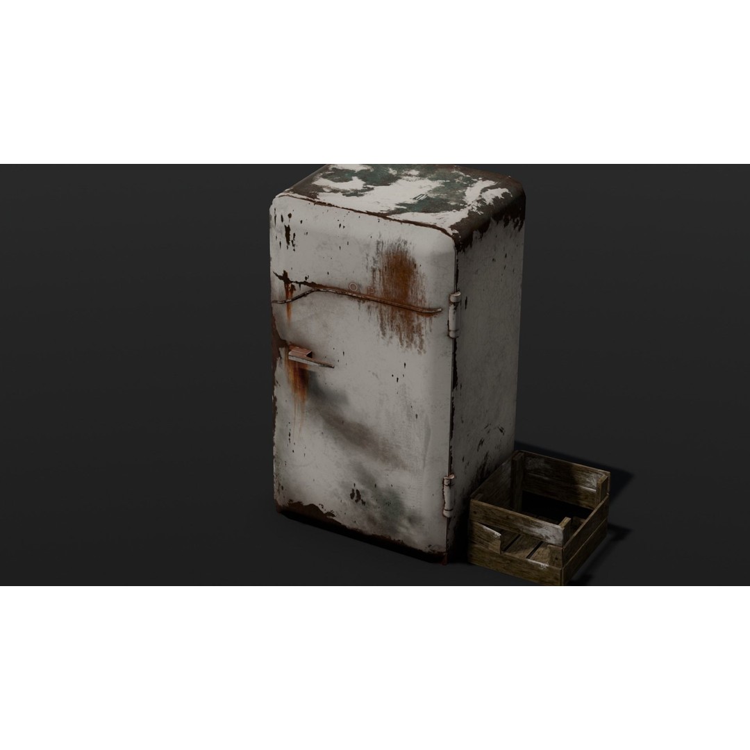 Rusted Fridge 3D Model – Low Poly PBR Asset for Games, FBX - View 7
