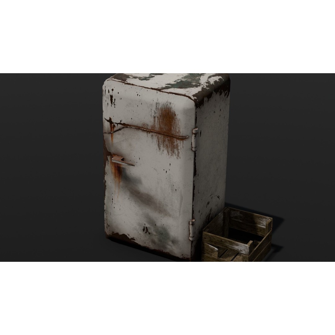 Rusted Fridge 3D Model – Low Poly PBR Asset for Games, FBX - View 8