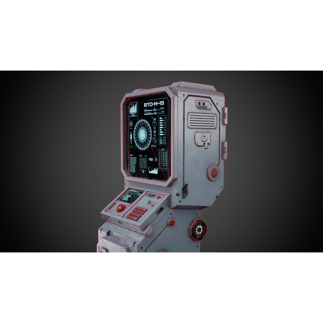 Futuristic Sci-Fi Control Terminal 3D Model – Low Poly Game Asset, FBX - View 10