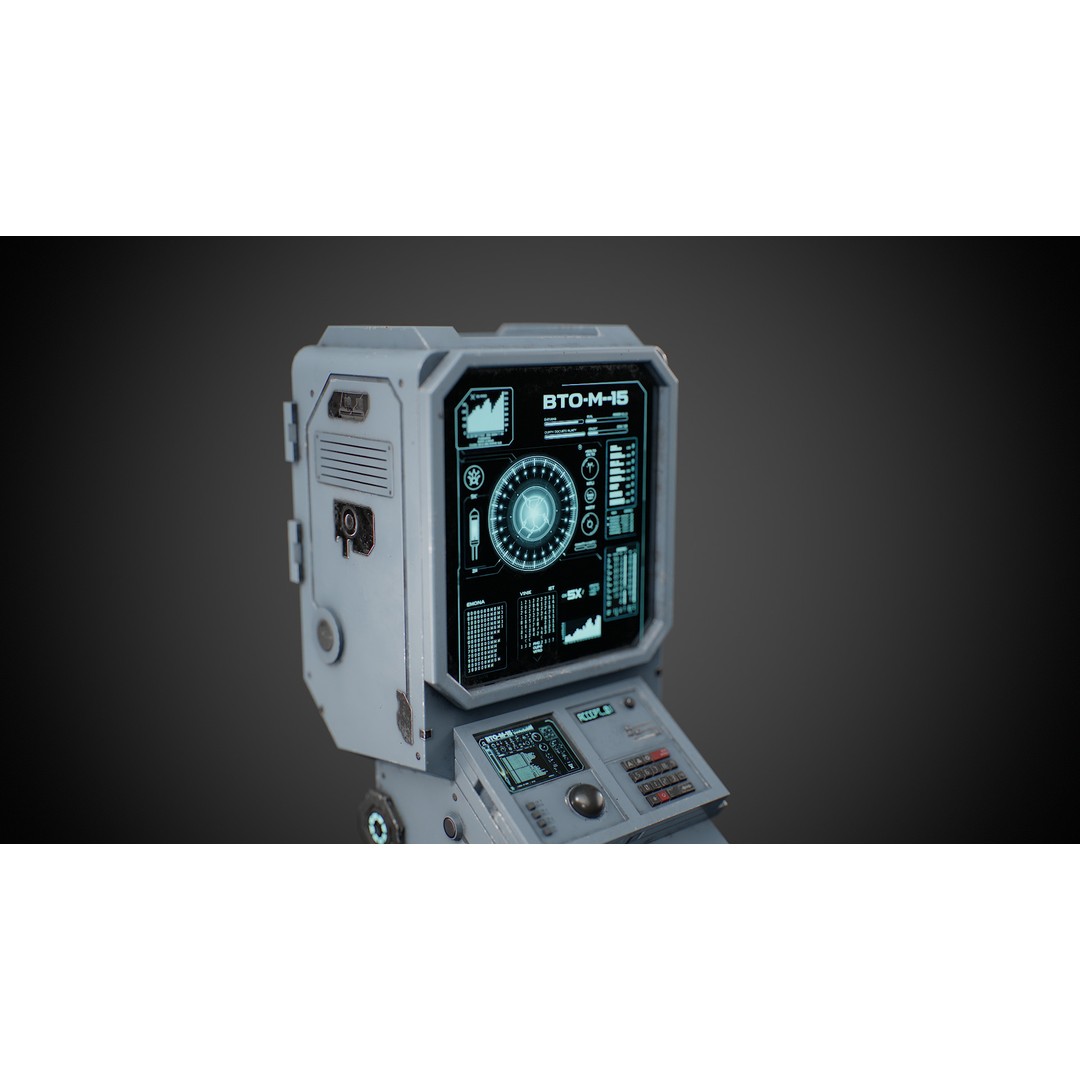 Futuristic Sci-Fi Control Terminal 3D Model – Low Poly Game Asset, FBX - View 12