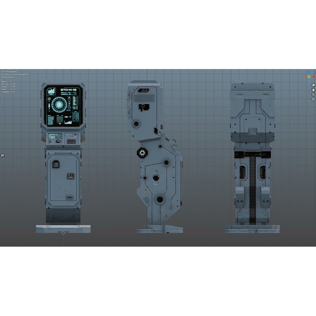 Futuristic Sci-Fi Control Terminal 3D Model – Low Poly Game Asset, FBX - View 21