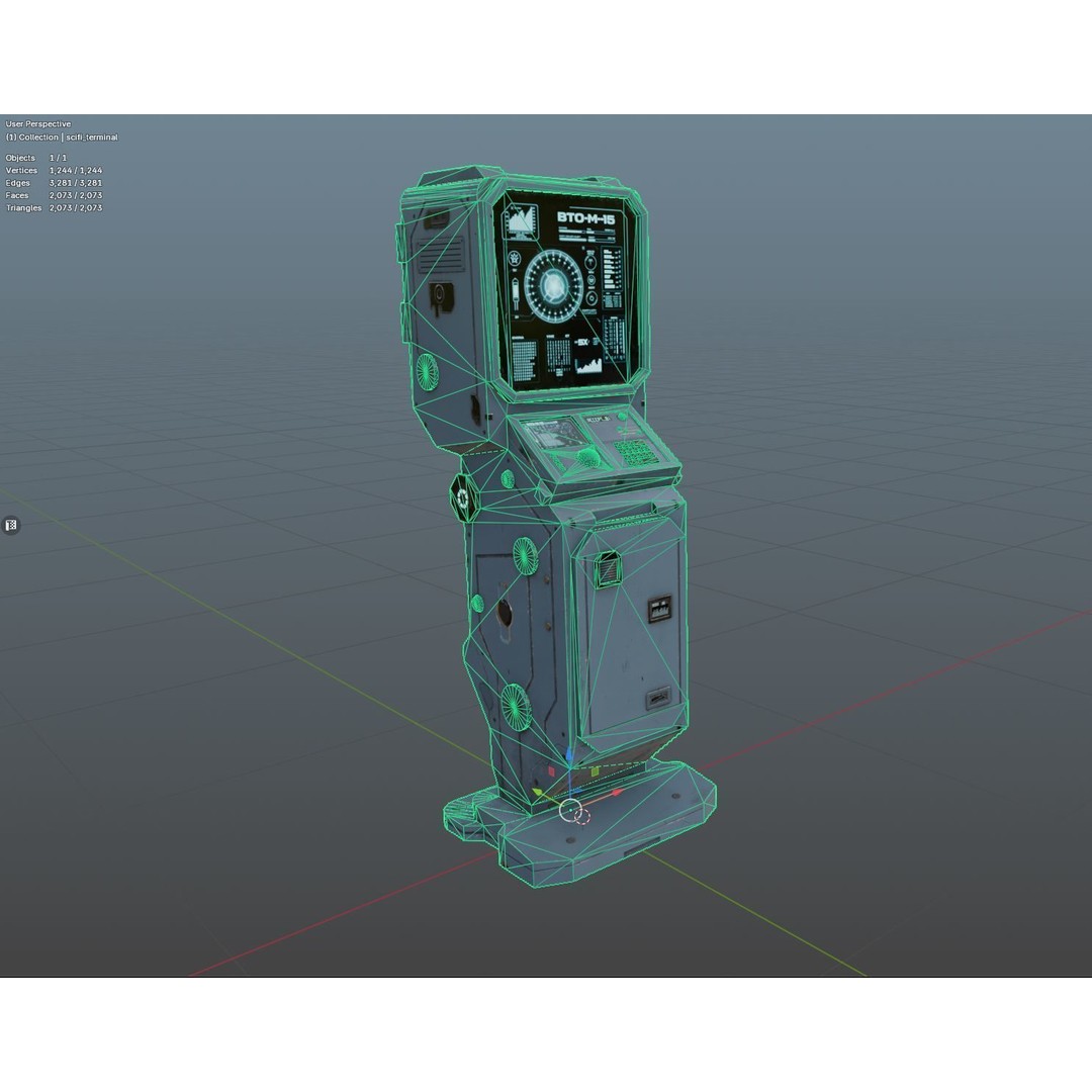 Futuristic Sci-Fi Control Terminal 3D Model – Low Poly Game Asset, FBX - View 22