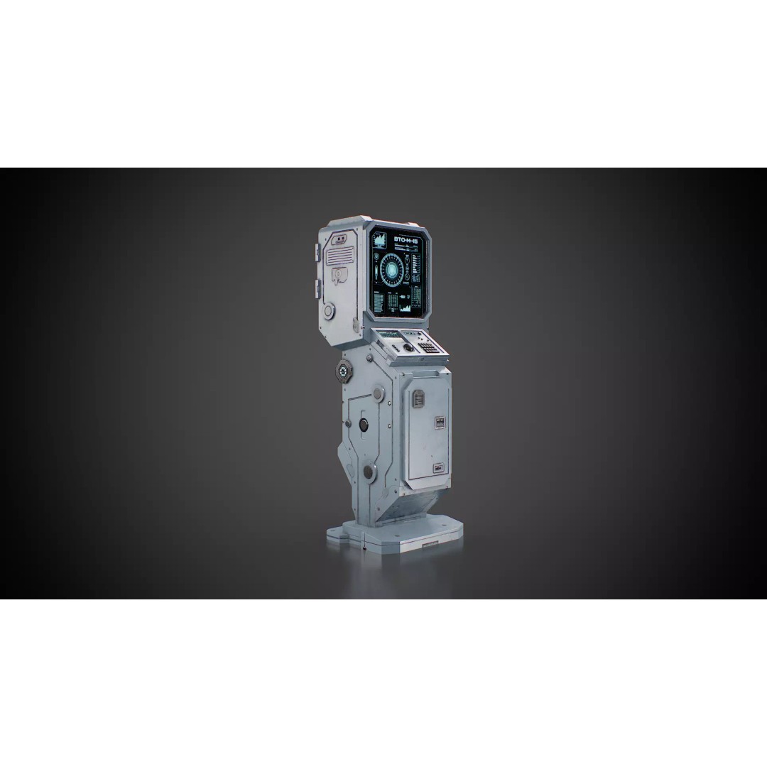 Futuristic Sci-Fi Control Terminal 3D Model – Low Poly Game Asset, FBX - View 3