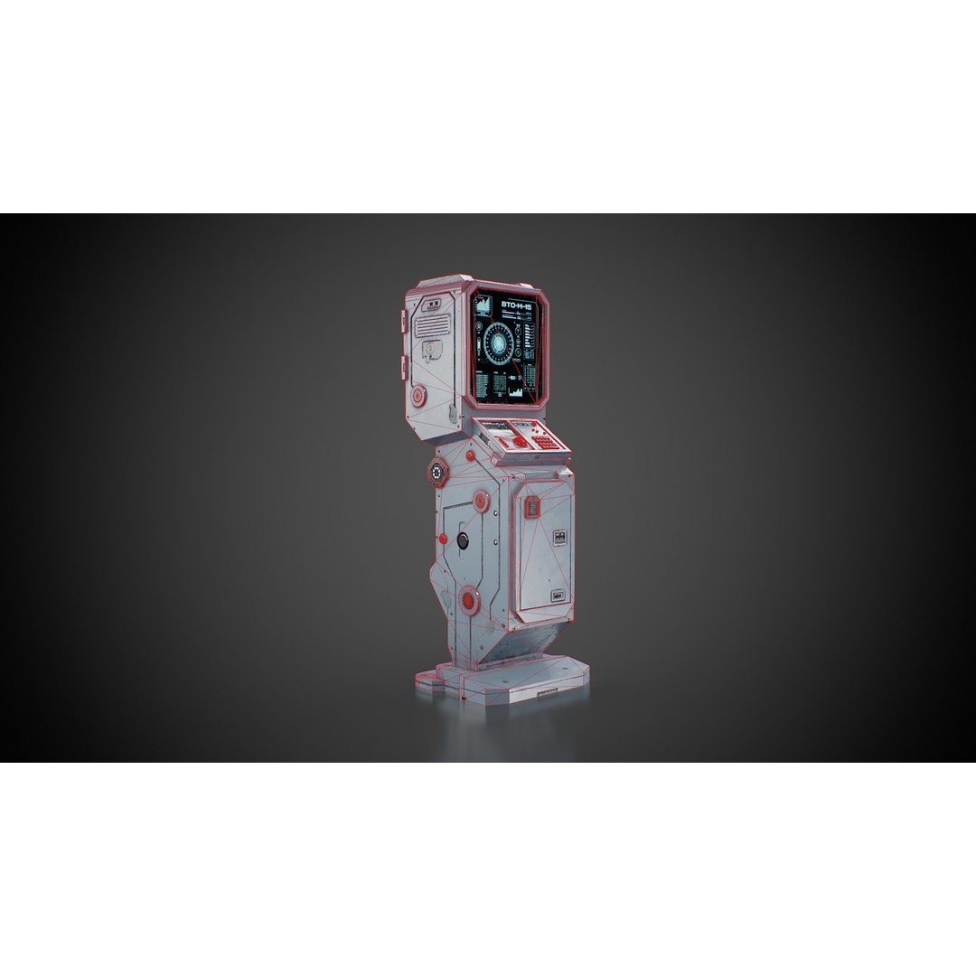 Futuristic Sci-Fi Control Terminal 3D Model – Low Poly Game Asset, FBX - View 4