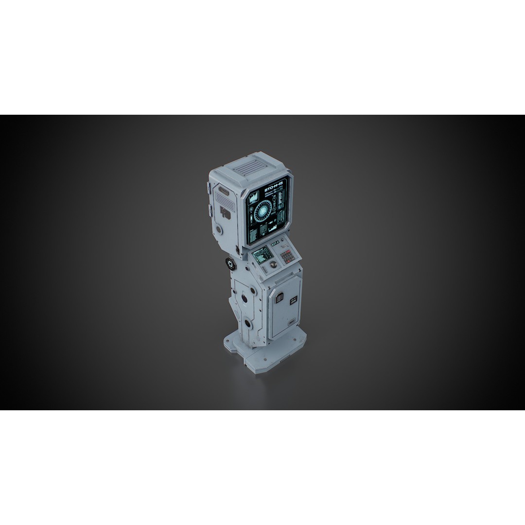 Futuristic Sci-Fi Control Terminal 3D Model – Low Poly Game Asset, FBX - View 8