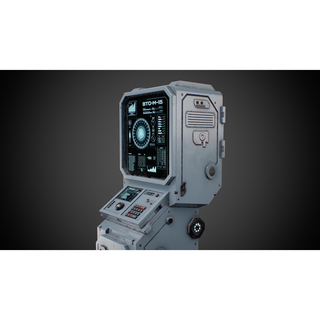 Futuristic Sci-Fi Control Terminal 3D Model – Low Poly Game Asset, FBX - View 9