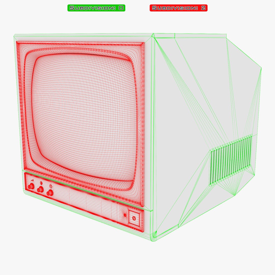 CRT Monitor 3D Model – High Poly Vintage Display, FBX, OBJ - View 36
