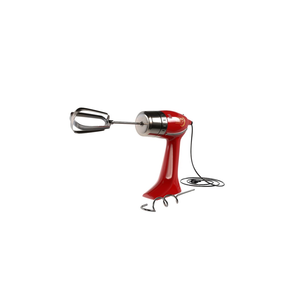 Hand Mixer 3D Model – Realistic Kitchen Appliance, Blender Format - View 3