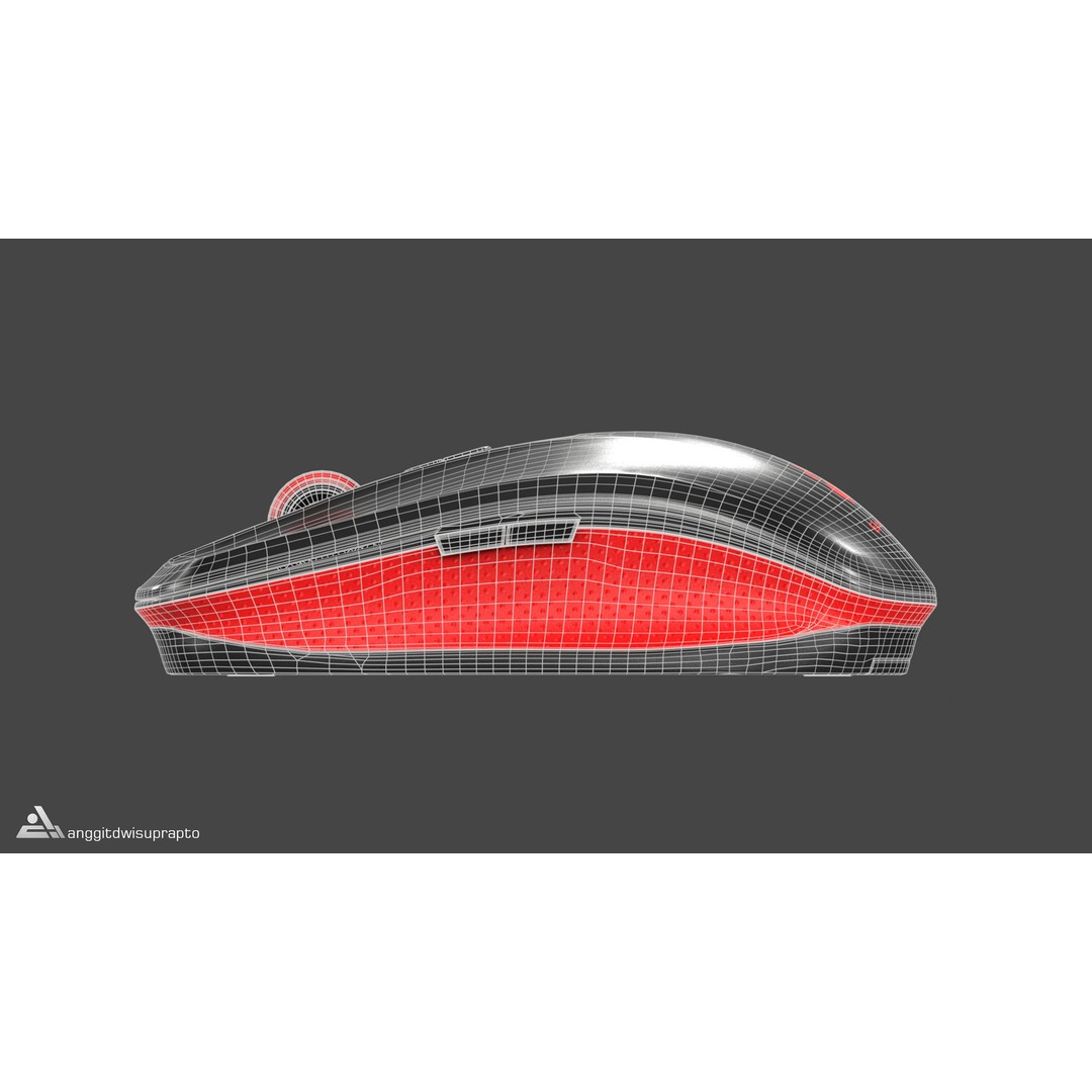 Wireless Mouse 3D Model – Low Poly Ergonomic Design, FBX - View 10
