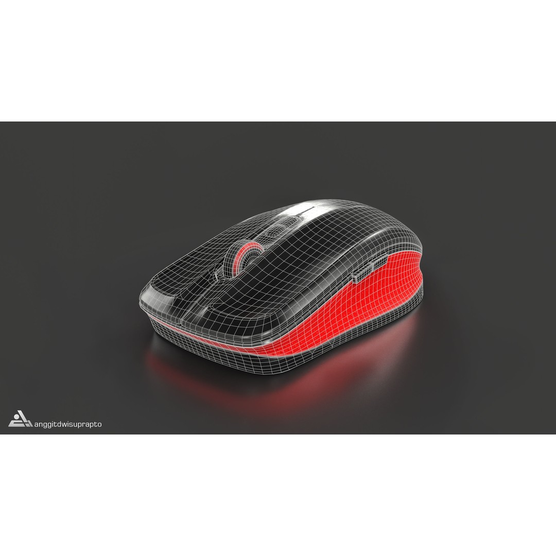 Wireless Mouse 3D Model – Low Poly Ergonomic Design, FBX - View 6