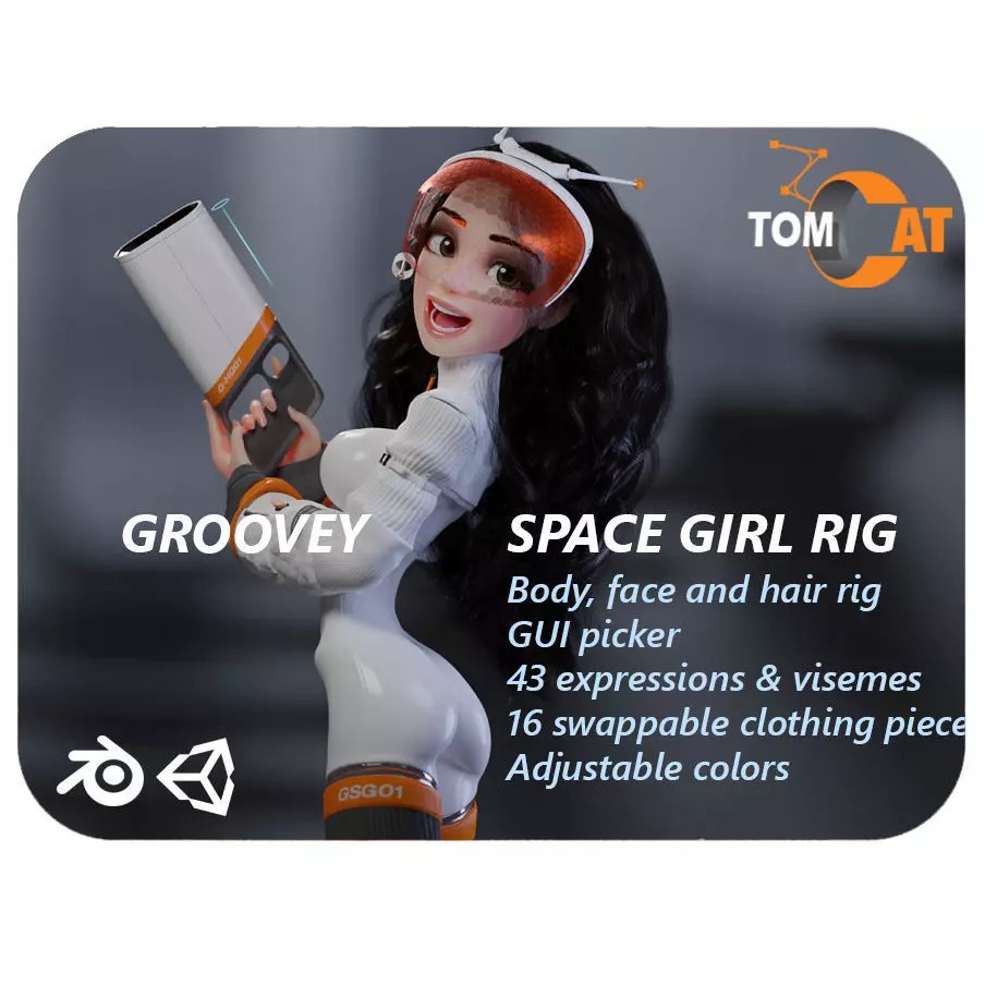 Groovy Space Girl - Low-Poly Game-Ready 3D Model - View 2