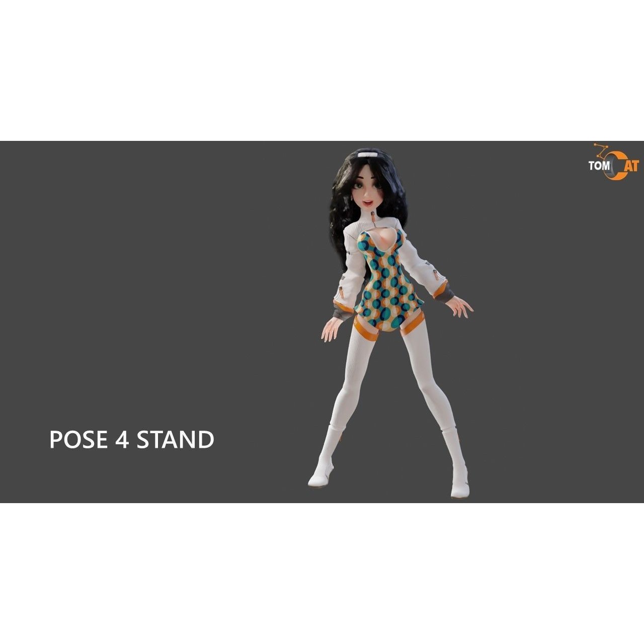 Groovy Space Girl - Low-Poly Game-Ready 3D Model - View 27