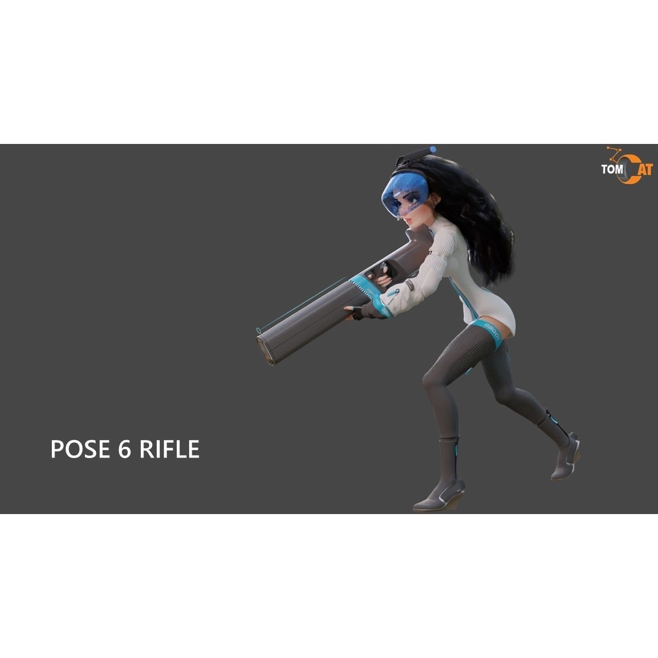Groovy Space Girl - Low-Poly Game-Ready 3D Model - View 29