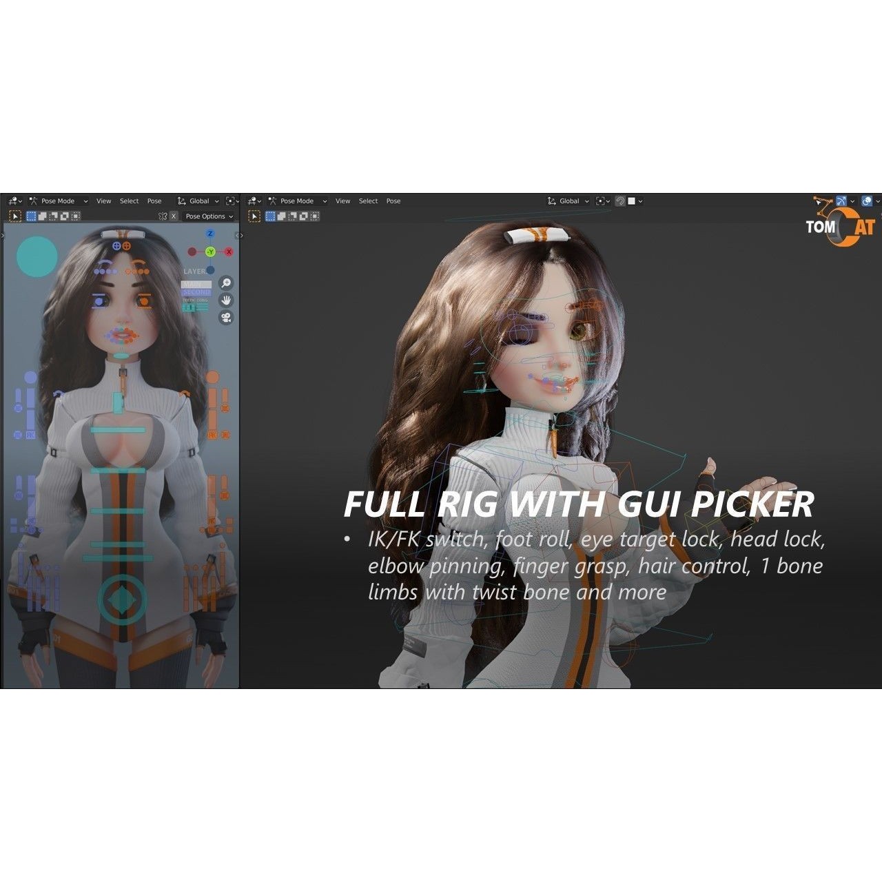 Groovy Space Girl - Low-Poly Game-Ready 3D Model - View 4