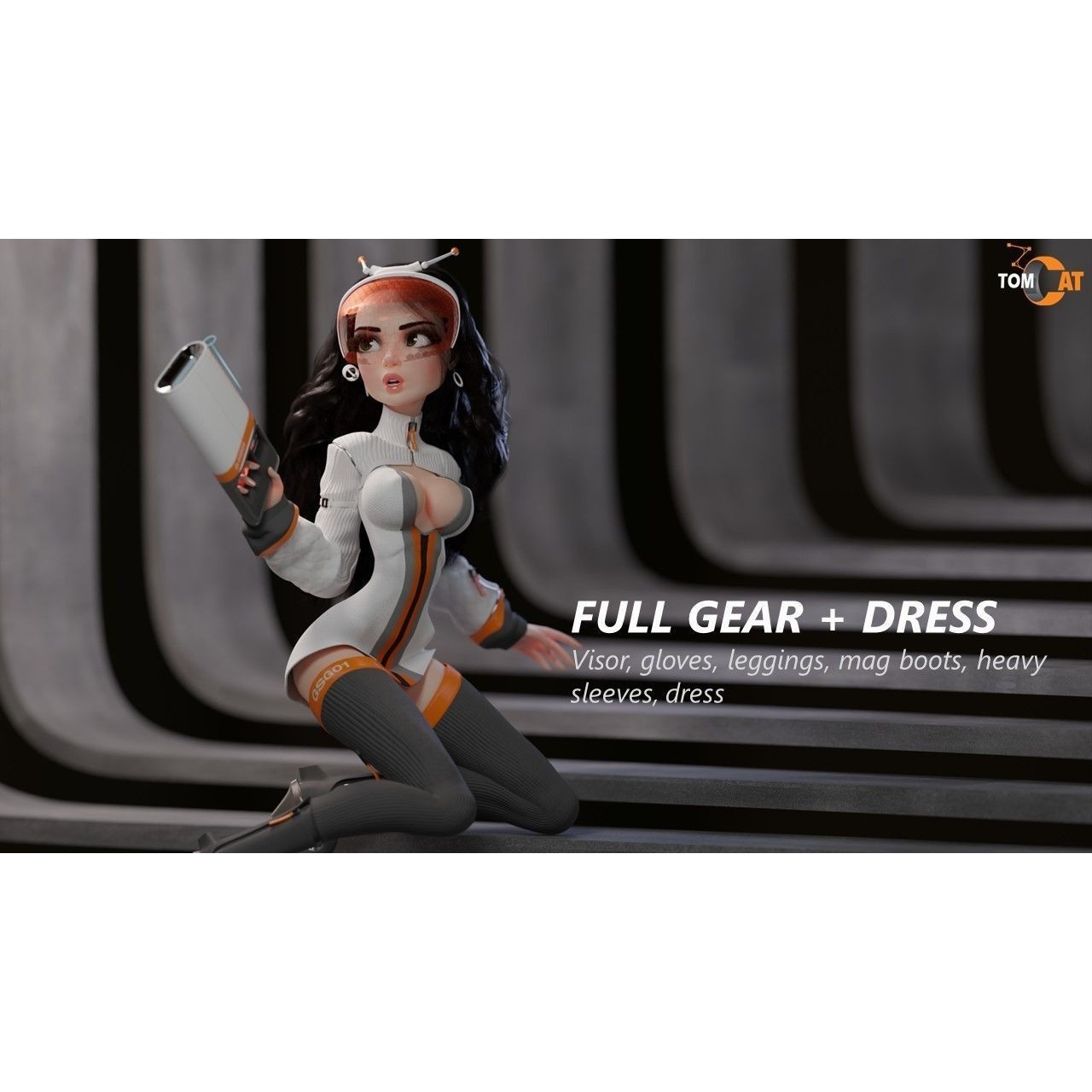 Groovy Space Girl - Low-Poly Game-Ready 3D Model - View 9