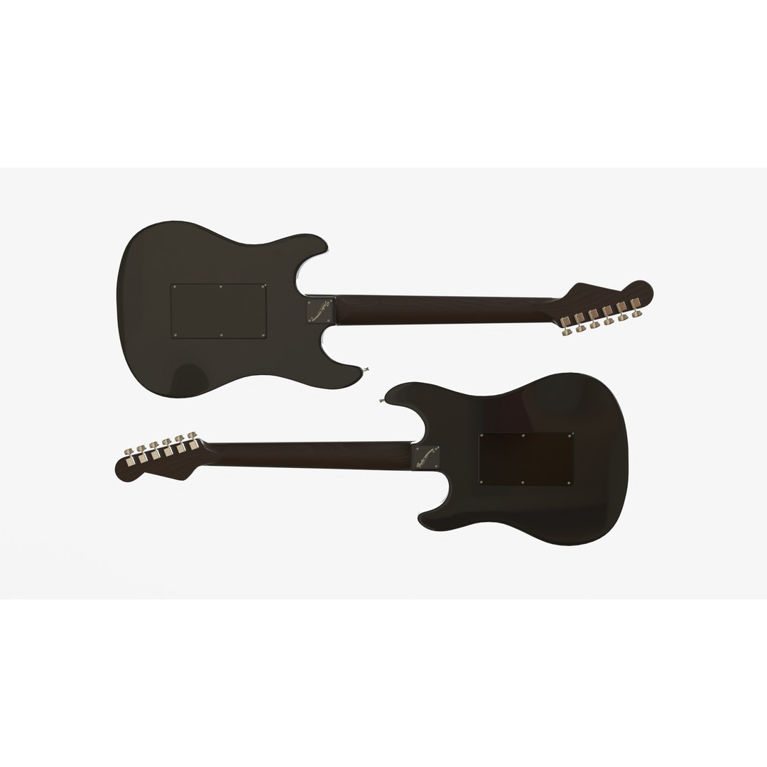 Black Electric Guitar 3D Model – PBR Textures, Game-Ready Formats - View 4