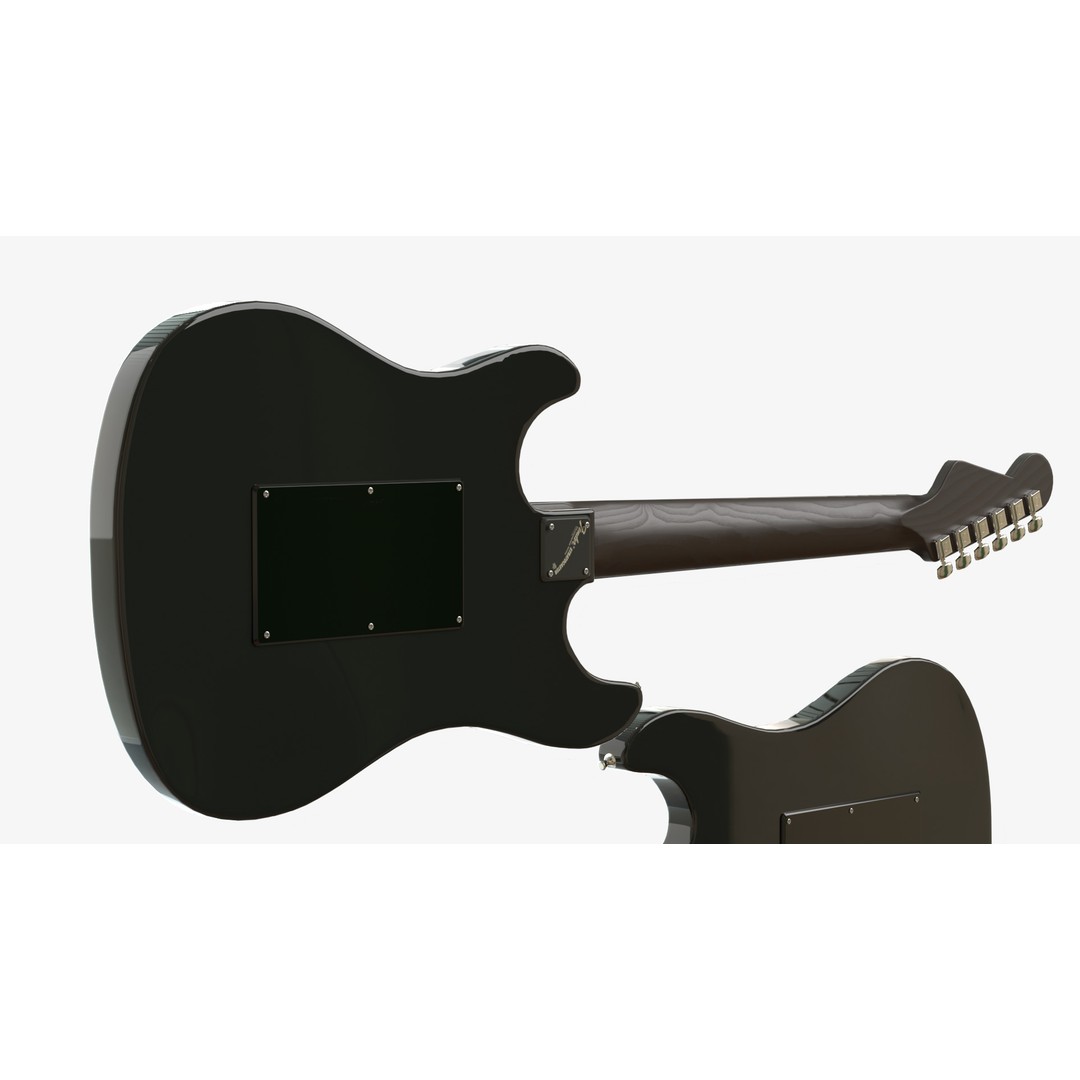 Black Electric Guitar 3D Model – PBR Textures, Game-Ready Formats - View 8