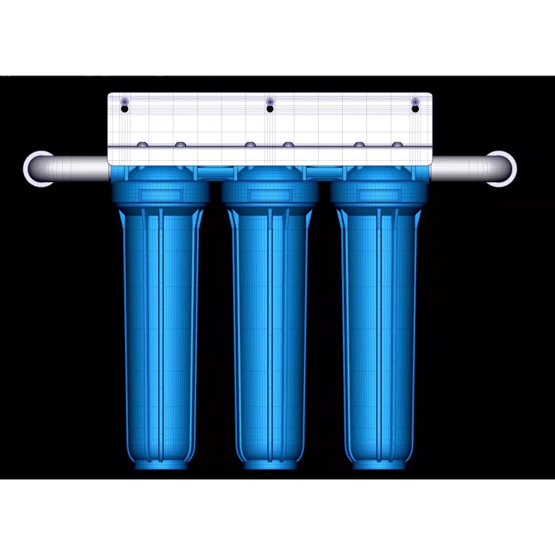 Water Purifier 3D Model – Low Poly Industrial Filter System, FBX - View 2