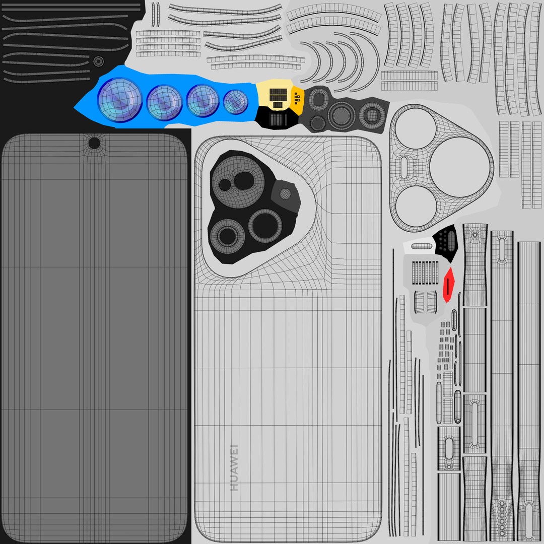 Huawei Pura 70 White 3D Model – Low Poly Game Asset, FBX, PBR Textures - View 12
