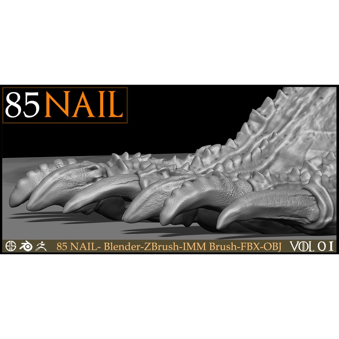 85 Nail 3D Model – Character & Creature Brush, FBX, Blender - View 11