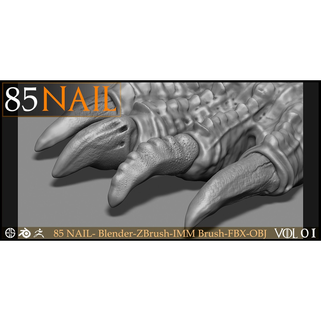 85 Nail 3D Model – Character & Creature Brush, FBX, Blender - View 12