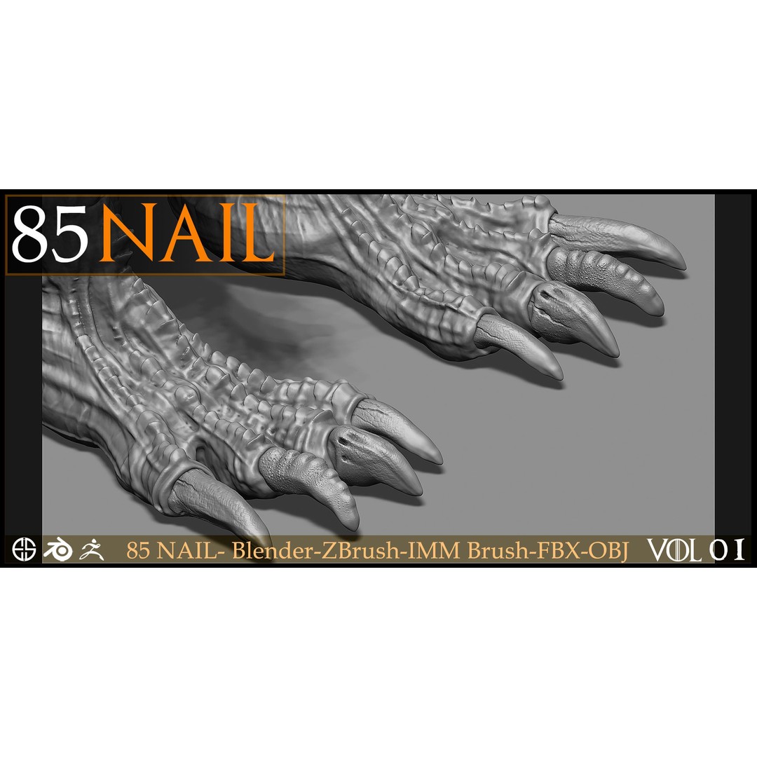 85 Nail 3D Model – Character & Creature Brush, FBX, Blender - View 13
