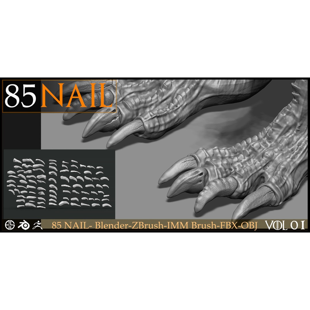 85 Nail 3D Model – Character & Creature Brush, FBX, Blender - View 7