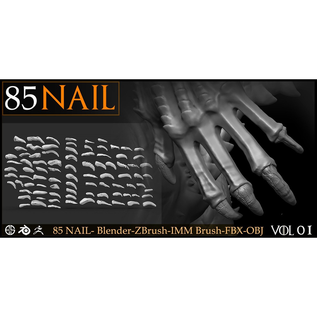 85 Nail 3D Model – Character & Creature Brush, FBX, Blender - View 9