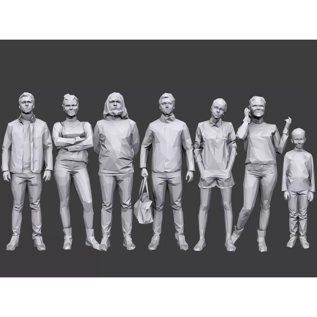 Casual Characters 3D Model – Low Poly Game Asset, FBX & OBJ - View 2