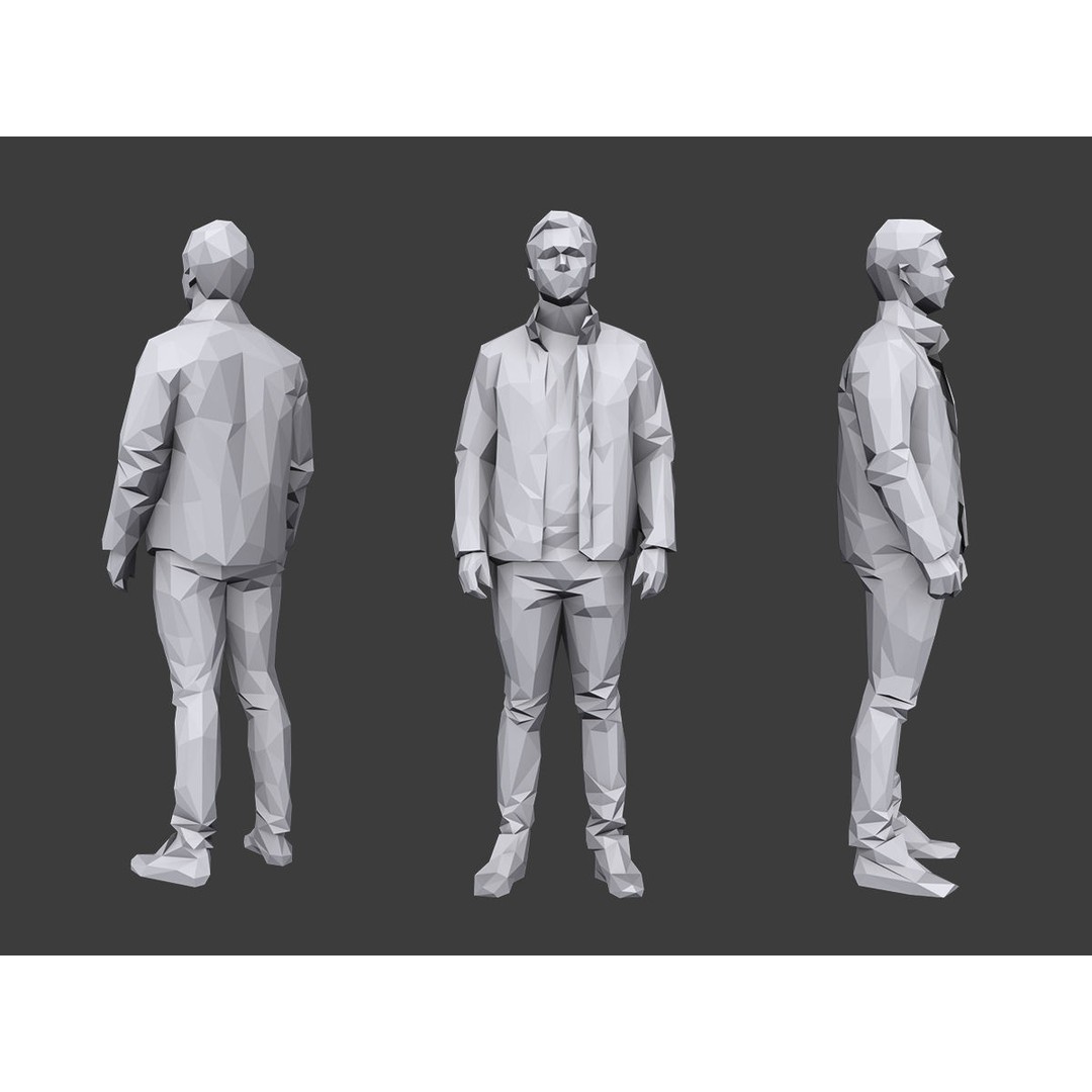 Casual Characters 3D Model – Low Poly Game Asset, FBX & OBJ - View 3
