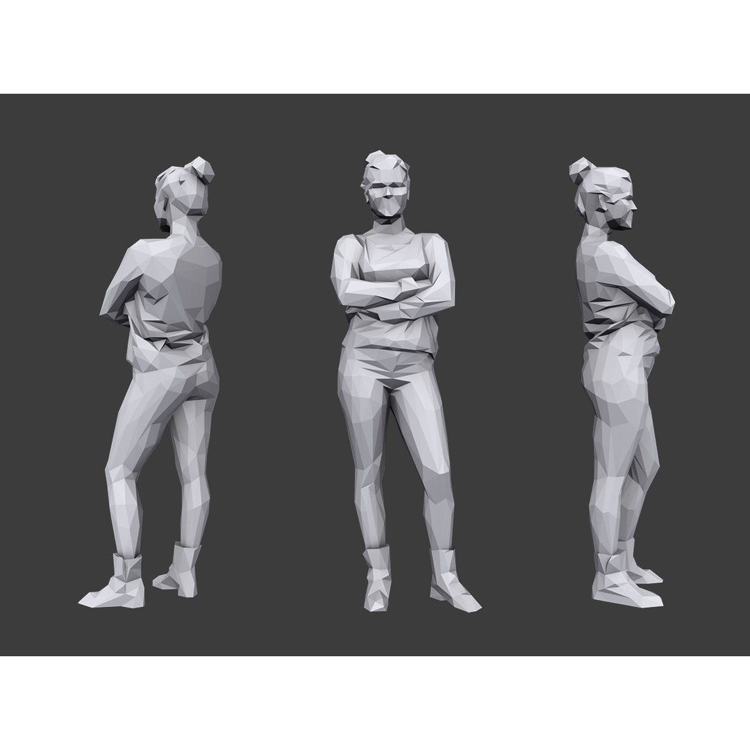 Casual Characters 3D Model – Low Poly Game Asset, FBX & OBJ - View 4