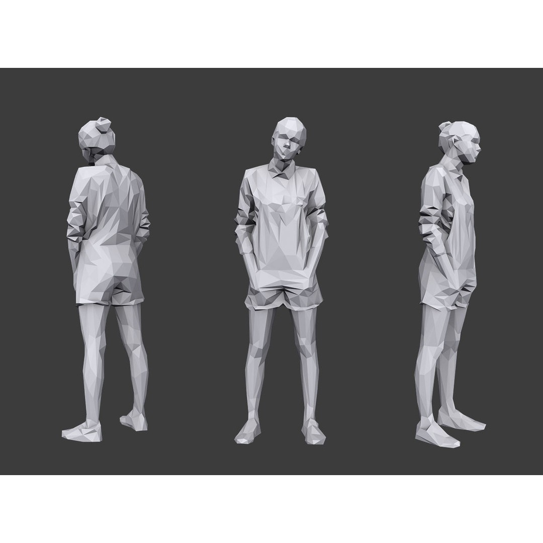 Casual Characters 3D Model – Low Poly Game Asset, FBX & OBJ - View 7
