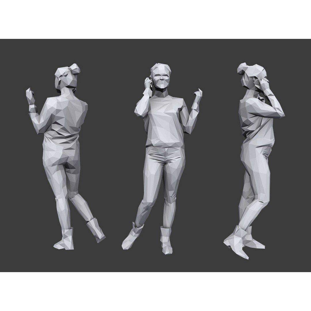 Casual Characters 3D Model – Low Poly Game Asset, FBX & OBJ - View 8