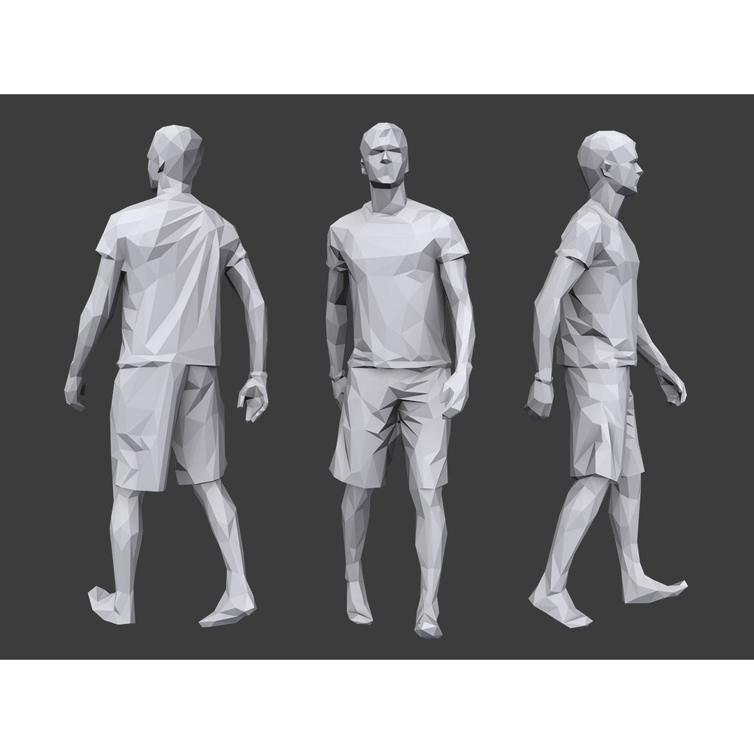 Lowpoly People Vacation Pack 3D Model – Low Poly Casual Characters - View 10