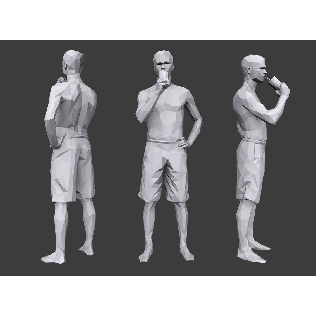 Lowpoly People Vacation Pack 3D Model – Low Poly Casual Characters - View 3