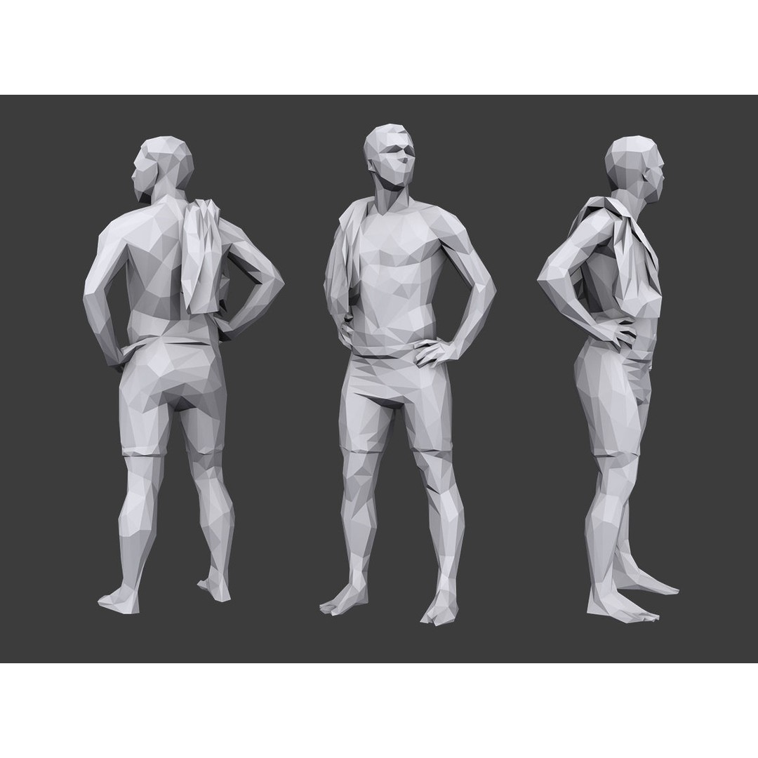 Lowpoly People Vacation Pack 3D Model – Low Poly Casual Characters - View 8