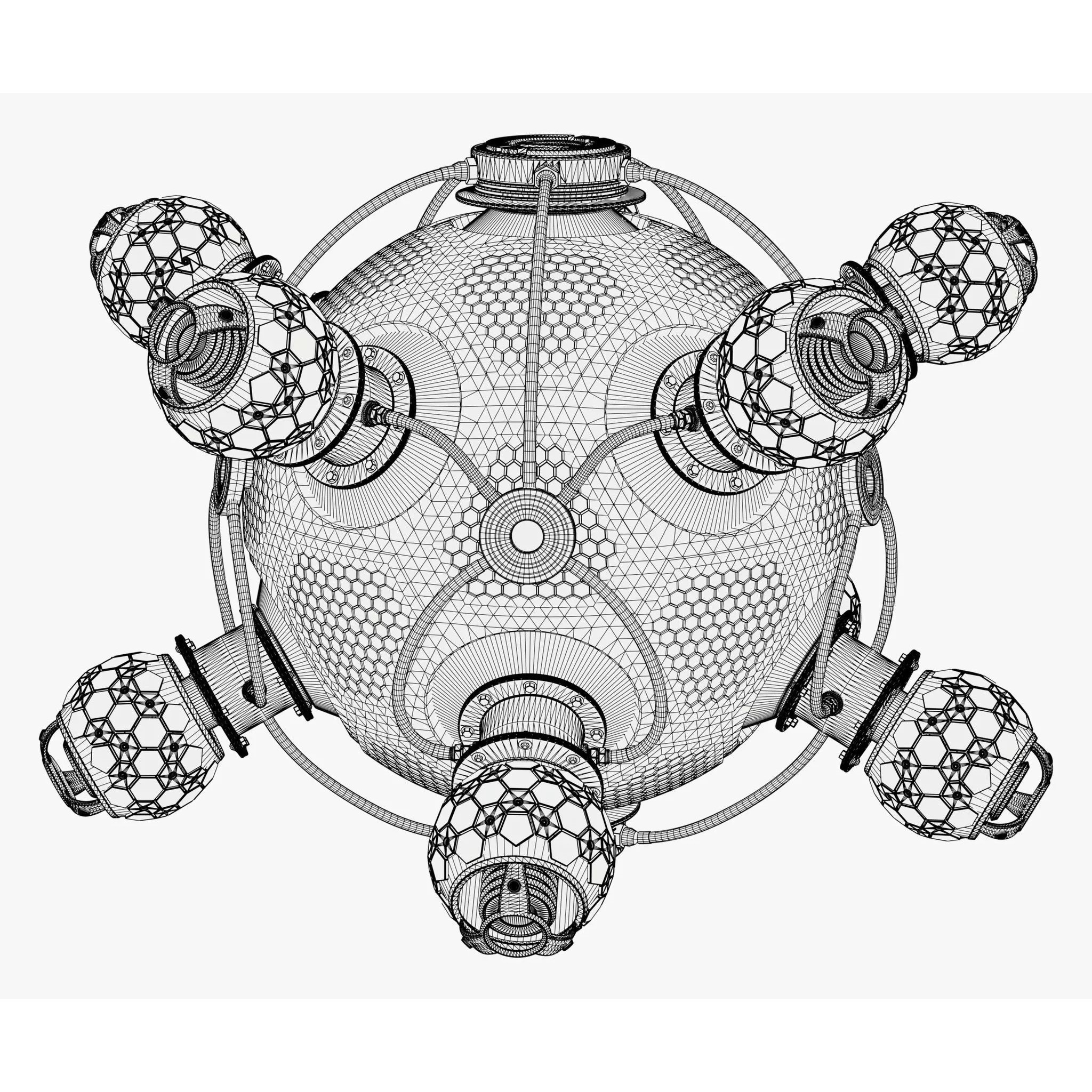Abstract SciFi Spherical Core Hub M1 - Game-Ready 3D Model