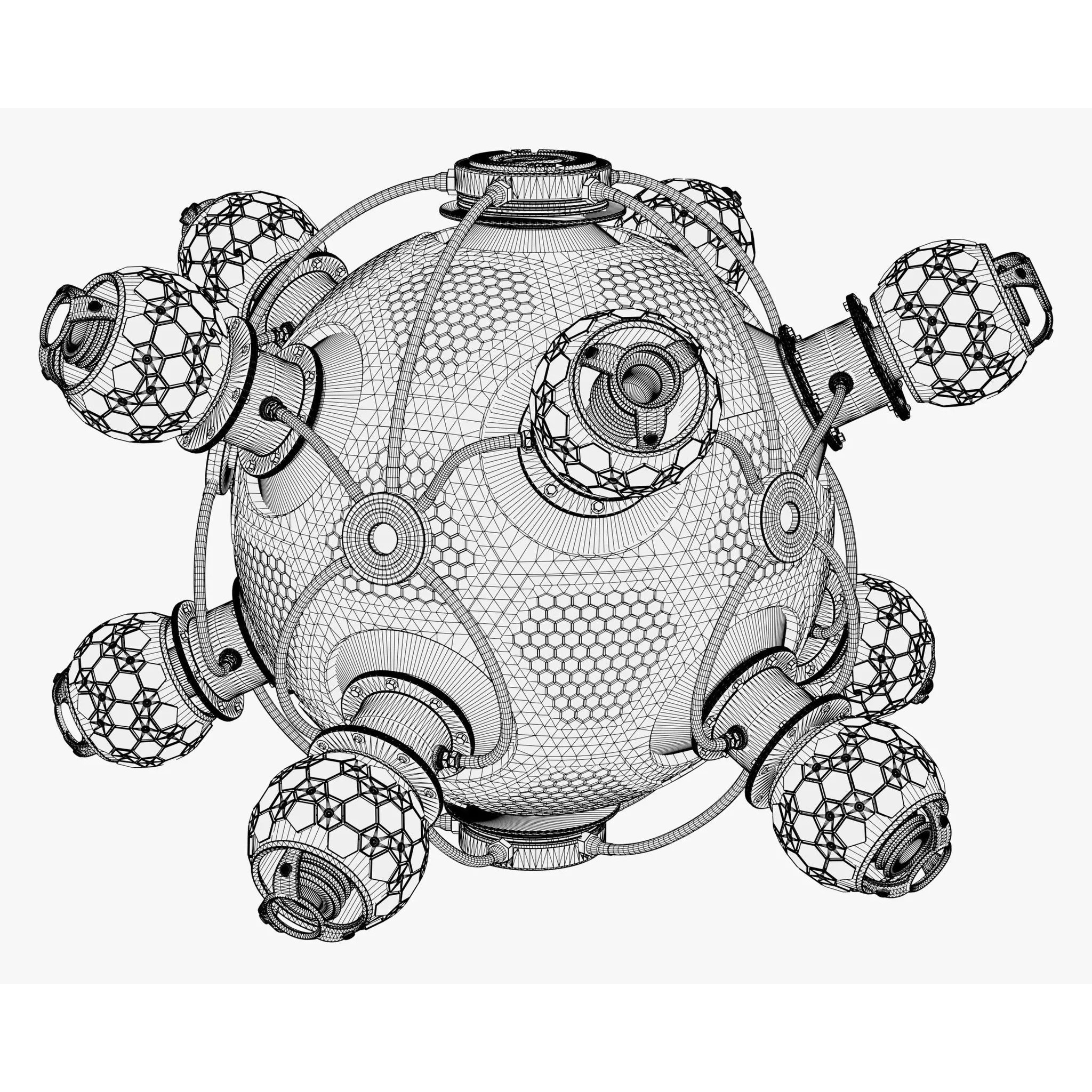 Abstract SciFi Spherical Core Hub M1 - Game-Ready 3D Model - View 10