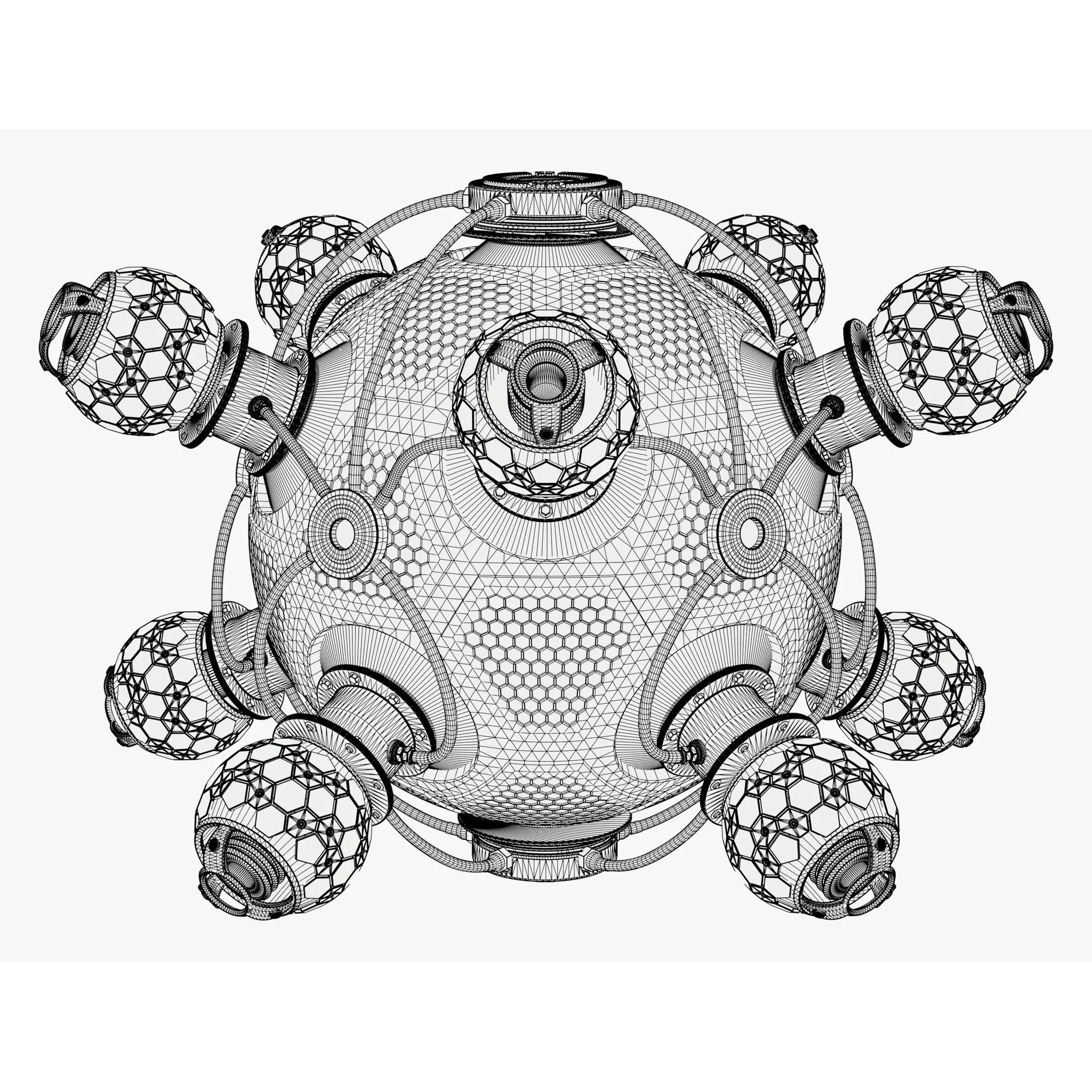Abstract SciFi Spherical Core Hub M1 - Game-Ready 3D Model - View 11