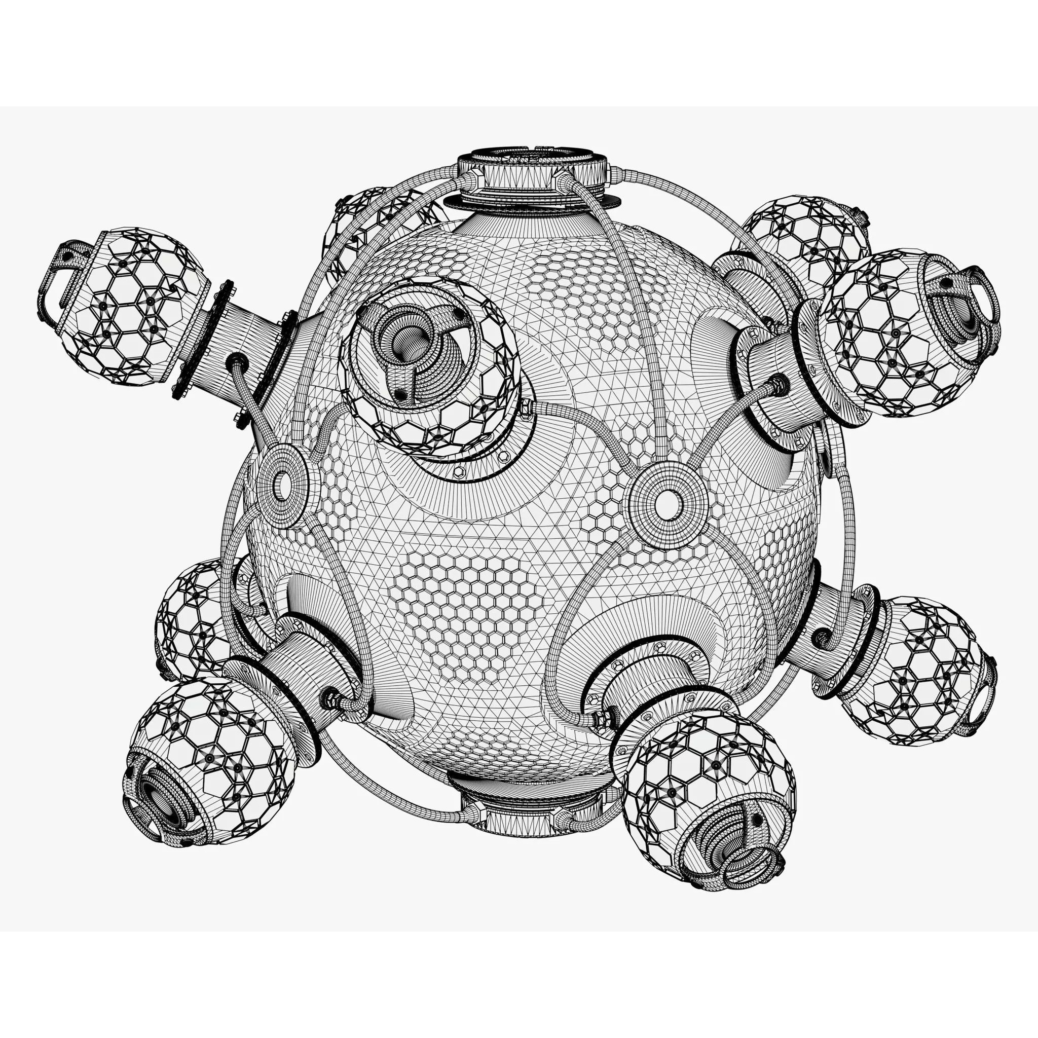 Abstract SciFi Spherical Core Hub M1 - Game-Ready 3D Model - View 12