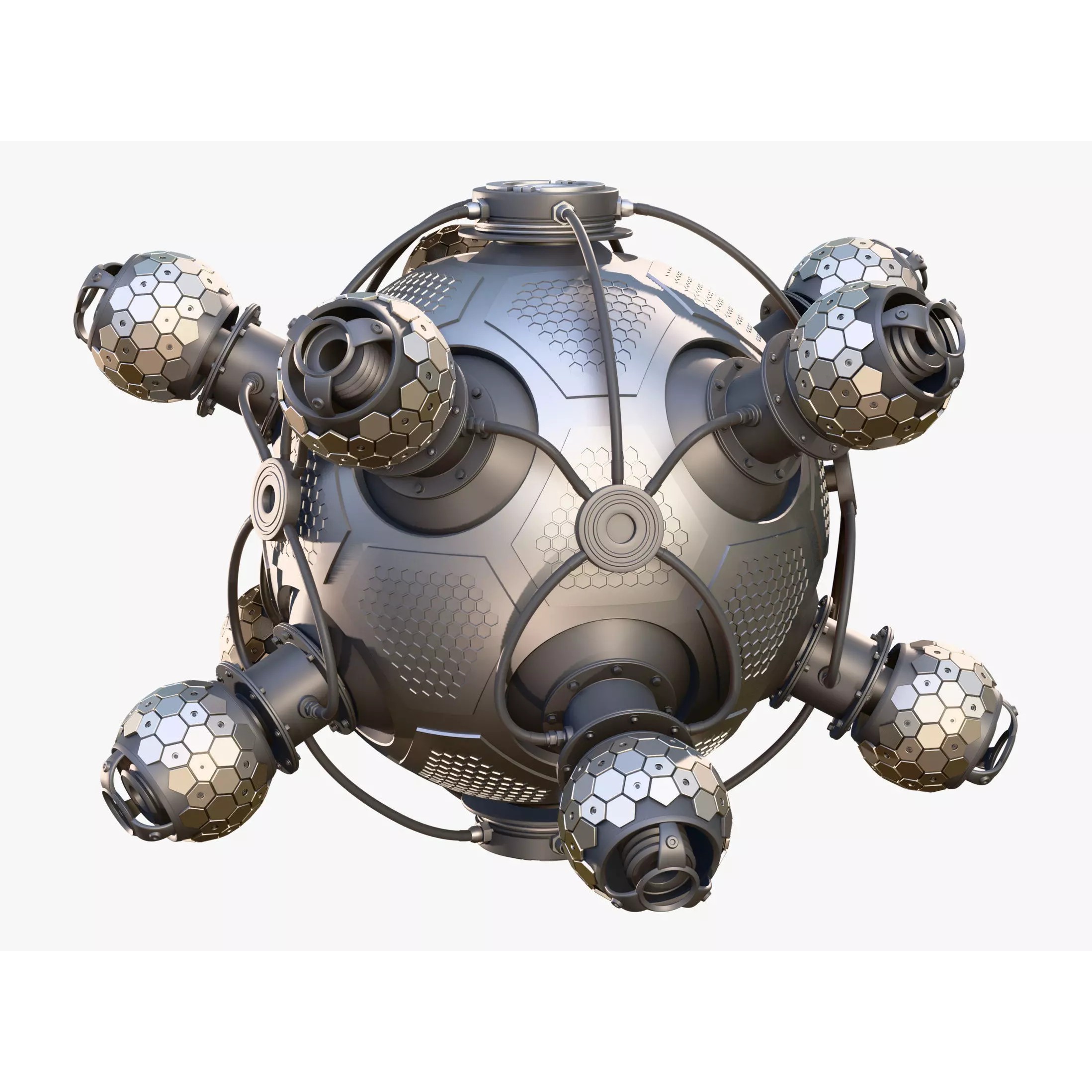 Abstract SciFi Spherical Core Hub M1 - Game-Ready 3D Model - View 2