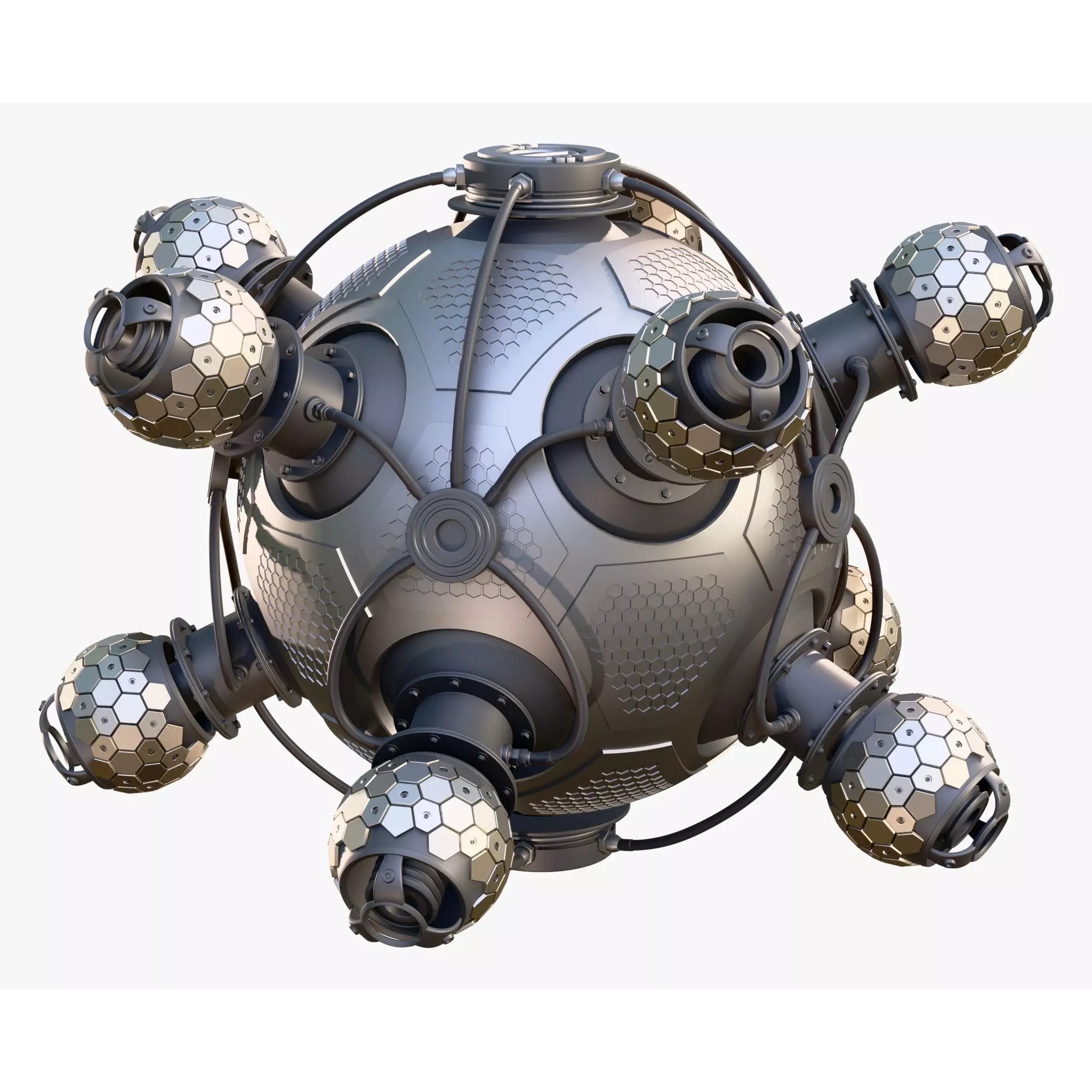 Abstract SciFi Spherical Core Hub M1 - Game-Ready 3D Model - View 3